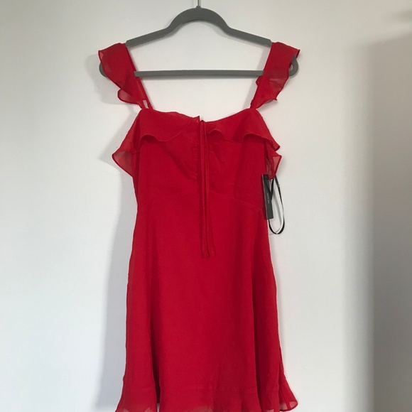 Lulu's Red Ruffled Mini Dress NEVER WORN - Picture 3 of 5